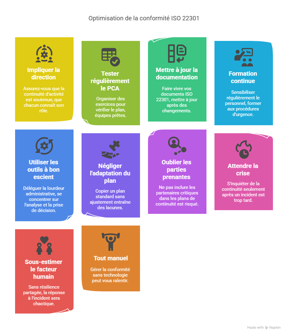 Bonnes pratiques pour optimiser la conformité ISO 22301